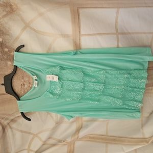 NWT green lace ruffle tank sz 22/24